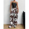 imageSOLY HUX Womens Graphic Baggy Pants Drawstring High Waisted Baggy Sweatpants with Pocket StreetwearCoffee Brown