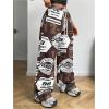 imageSOLY HUX Womens Graphic Baggy Pants Drawstring High Waisted Baggy Sweatpants with Pocket StreetwearCoffee Brown