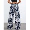 imageSOLY HUX Womens Graphic Baggy Pants Drawstring High Waisted Baggy Sweatpants with Pocket StreetwearDark Blue