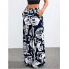 imageSOLY HUX Womens Graphic Baggy Pants Drawstring High Waisted Baggy Sweatpants with Pocket StreetwearDark Blue