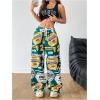 imageSOLY HUX Womens Graphic Baggy Pants Drawstring High Waisted Baggy Sweatpants with Pocket StreetwearGreen Graphic