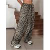 imageSOLY HUX Womens Leopard Pants Wide Leg Cheetah Print Drawstring Baggy Sweatpants Y2K StreetwearApricot Leopard