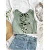 imageSOLY HUX Womens Tie Front Tank Tops Crew Neck Sleeveless Crop Shirts Summer Beach VestSolid Green