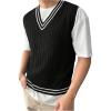 imageSOLY HUX Mens Striped Cable Knit Sweater Vest V Neck Sleeveless Casual School Sweater TopsBlack Striped