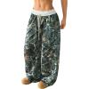 imageSOLY HUX Womens Camo Pants Wide Leg Baggy Sweatpants Elastic Waist Drawstring Loose PantsGreen Printed