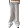 imageSOLY HUX Womens Drawstring Elastic Waist Wide Leg Pants Color Block Long Pants with PocketsGrey and White