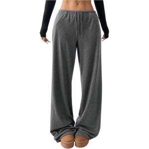 imageSOLY HUX Womens Drawstring Sweatpants Low Rise Baggy Wide Leg Pants with PocketsPure Grey