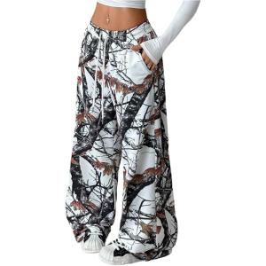 imageSOLY HUX Womens Graphic Baggy Pants Drawstring High Waisted Baggy Sweatpants with Pocket StreetwearWhite Camo