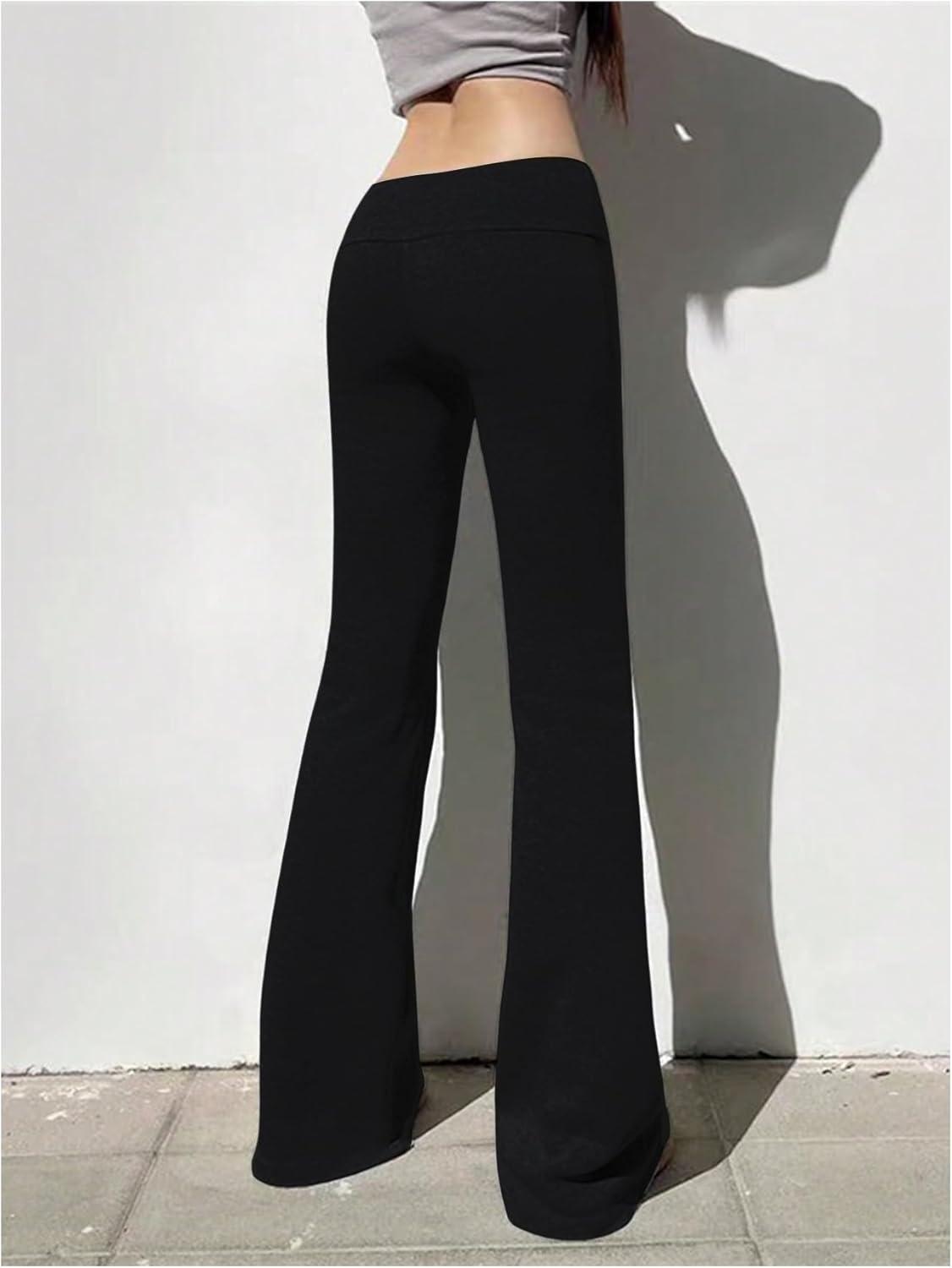imageSOLY HUX Womens Flare Leggings Bell Bottom Sweatpants Casual Trendy Workout Yoga Pants StreetwearSolid Black