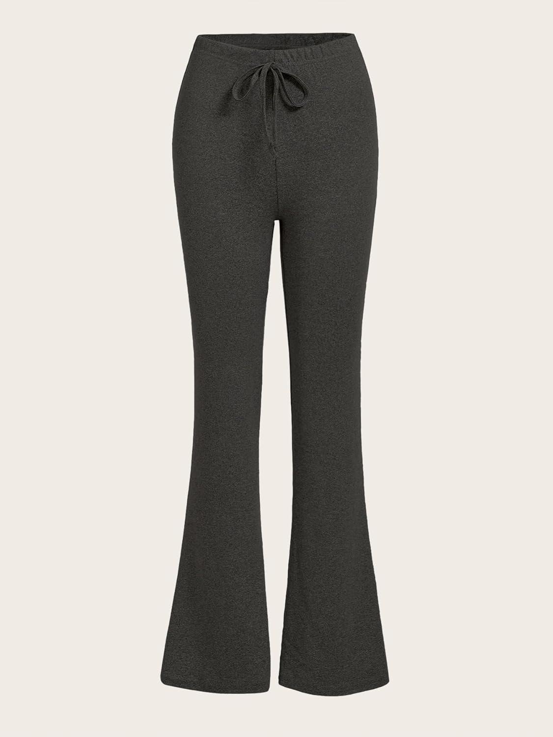imageSOLY HUX Womens High Waist Flare Leggings Bell Bottom Sweatpants Casual Bootcut Yoga PantsPlain Light Grey