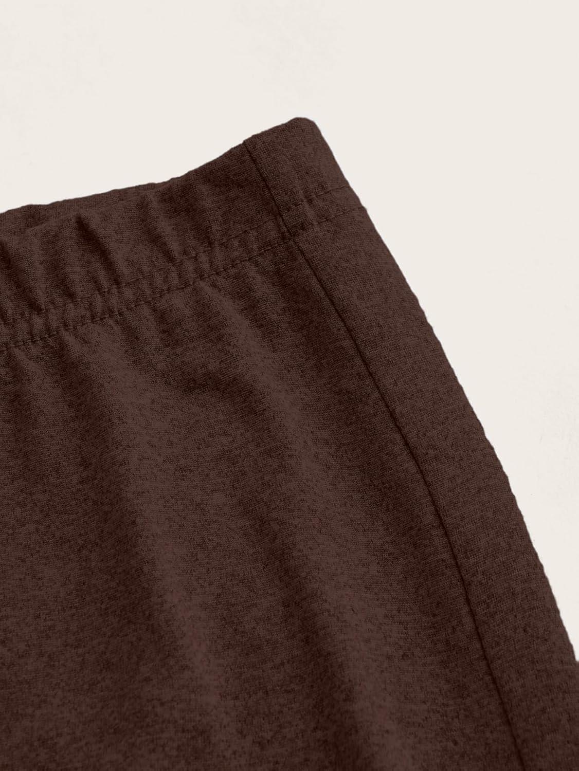 imageSOLY HUX Womens High Waist Flare Leggings Bell Bottom Sweatpants Casual Bootcut Yoga PantsPure Brown