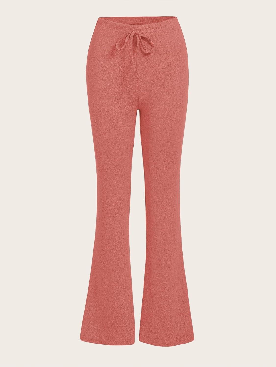 imageSOLY HUX Womens High Waist Flare Leggings Bell Bottom Sweatpants Casual Bootcut Yoga PantsPure Coral Pink