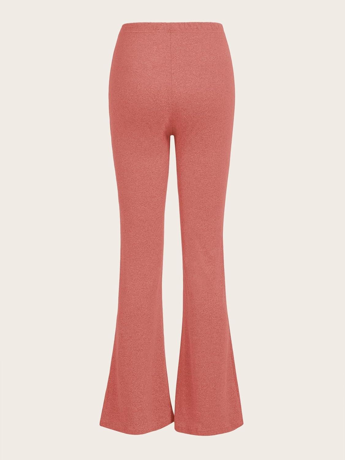 imageSOLY HUX Womens High Waist Flare Leggings Bell Bottom Sweatpants Casual Bootcut Yoga PantsPure Coral Pink