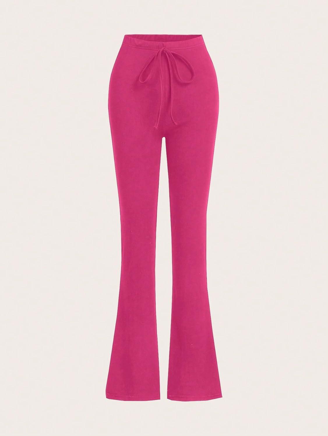 imageSOLY HUX Womens High Waist Flare Leggings Bell Bottom Sweatpants Casual Bootcut Yoga PantsPure Hot Pink
