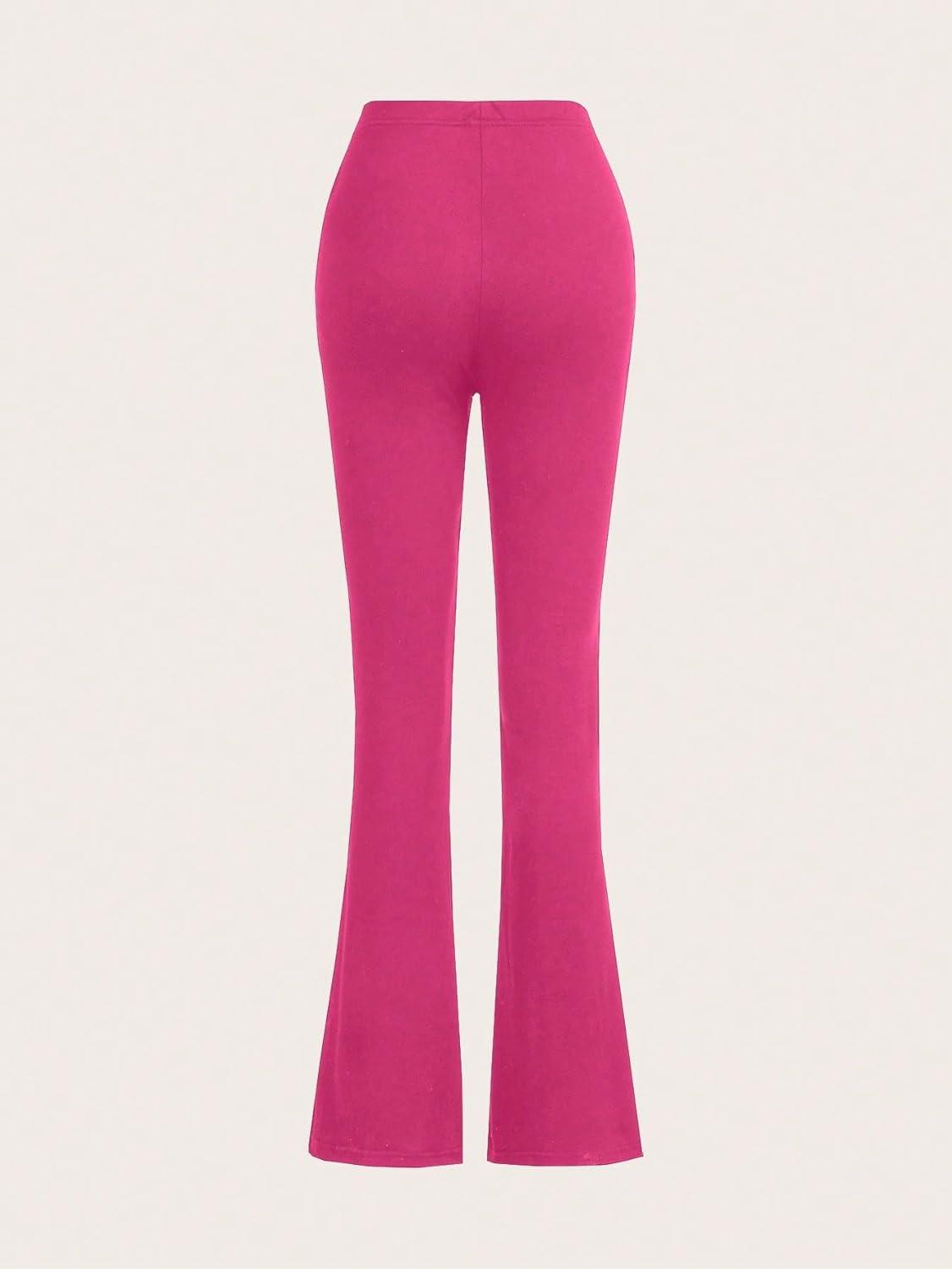 imageSOLY HUX Womens High Waist Flare Leggings Bell Bottom Sweatpants Casual Bootcut Yoga PantsPure Hot Pink