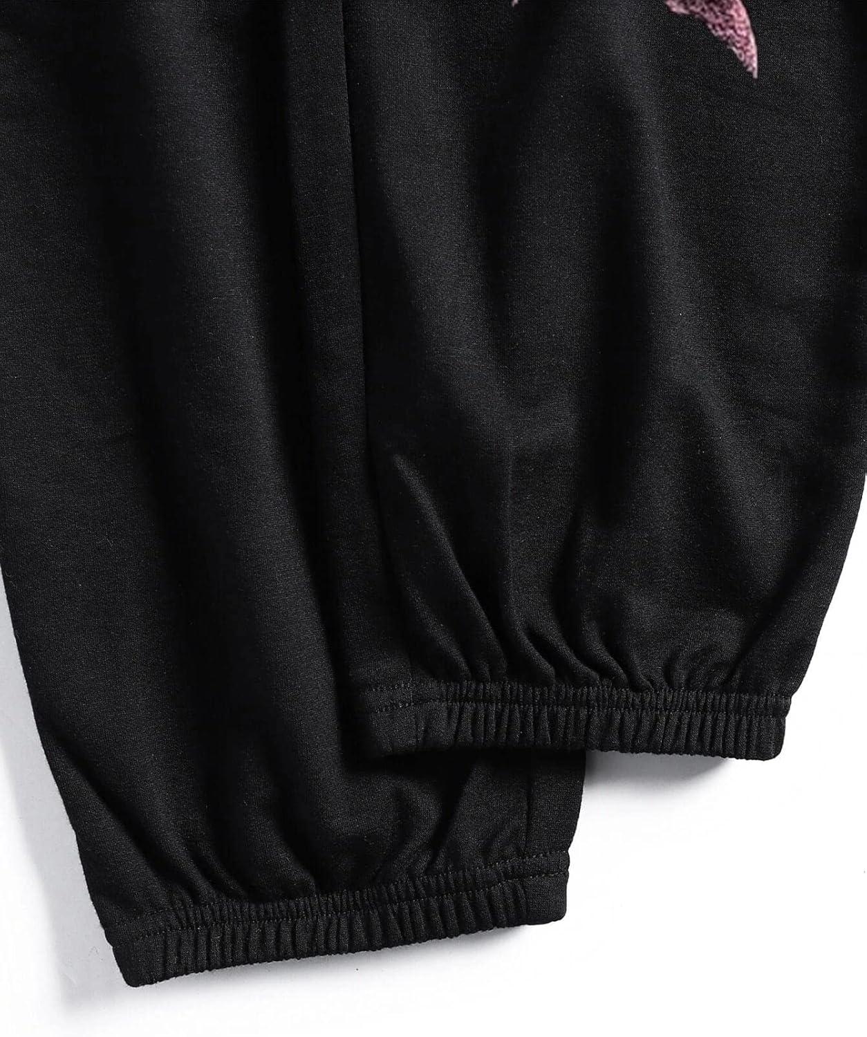 imageSOLY HUX Womens Moon Print Elastic High Waisted Sweatpants Joggers PantsBlack