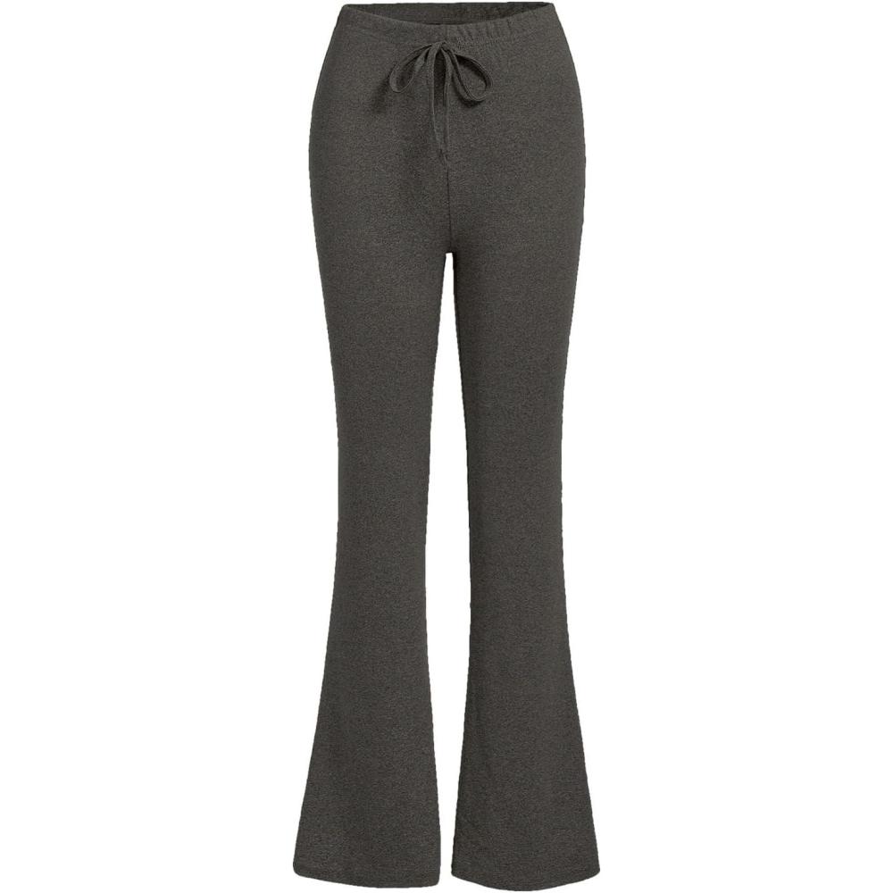 imageSOLY HUX Womens High Waist Flare Leggings Bell Bottom Sweatpants Casual Bootcut Yoga PantsPlain Light Grey