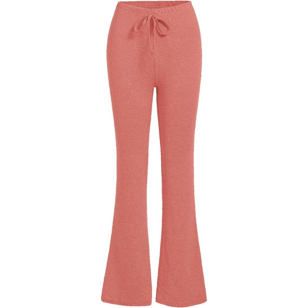 imageSOLY HUX Womens High Waist Flare Leggings Bell Bottom Sweatpants Casual Bootcut Yoga PantsPure Coral Pink