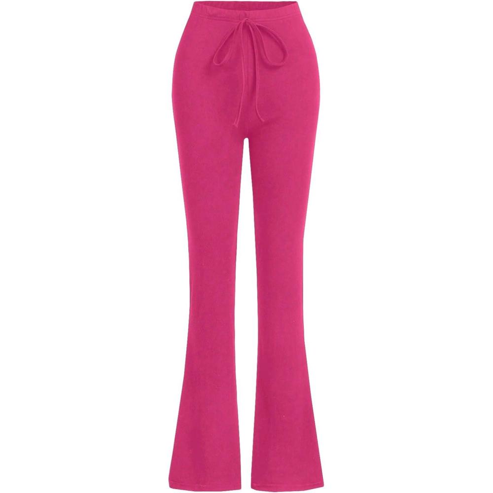 imageSOLY HUX Womens High Waist Flare Leggings Bell Bottom Sweatpants Casual Bootcut Yoga PantsPure Hot Pink
