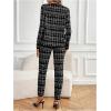 imageSOLY HUX Womens 2 Piece Outfit Plaid Open Front Long Sleeve Blazer and Pants Work Office SetBlack and White