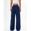 imageSOLY HUX Womens Casual Parachute Pants Wide Leg Baggy Pants Y2K Elastic Waist Sweatpants StreetwearDark Blue