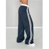 imageSOLY HUX Womens Drawstring Waist Sports Sweatpants Retro Wide Leg Baggy Pants StreetwearBlue Printed