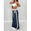 imageSOLY HUX Womens Drawstring Waist Sports Sweatpants Retro Wide Leg Baggy Pants StreetwearBlue Printed
