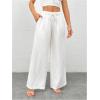 imageSOLY HUX Womens Drawstring Waist Wide Leg Palazzo Pants Summer Loose Trousers with PocketsSolid White