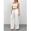 imageSOLY HUX Womens Drawstring Waist Wide Leg Palazzo Pants Summer Loose Trousers with PocketsSolid White