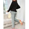 imageSOLY HUX Womens Pajama Set Fuzzy Long Sleeve Tee Tops and Plaid Pants Loungewear SleepwearBlack Plaid