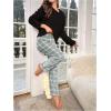 imageSOLY HUX Womens Pajama Set Fuzzy Long Sleeve Tee Tops and Plaid Pants Loungewear SleepwearBlack Plaid