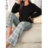 imageSOLY HUX Womens Pajama Set Fuzzy Long Sleeve Tee Tops and Plaid Pants Loungewear SleepwearBlack Plaid