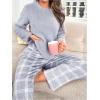 imageSOLY HUX Womens Pajama Set Fuzzy Long Sleeve Tee Tops and Plaid Pants Loungewear SleepwearBlue Plaid