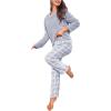 imageSOLY HUX Womens Pajama Set Fuzzy Long Sleeve Tee Tops and Plaid Pants Loungewear SleepwearBlue Plaid