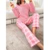 imageSOLY HUX Womens Pajama Set Fuzzy Long Sleeve Tee Tops and Plaid Pants Loungewear SleepwearPink Plaid