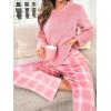 imageSOLY HUX Womens Pajama Set Fuzzy Long Sleeve Tee Tops and Plaid Pants Loungewear SleepwearPink Plaid