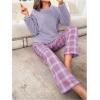 imageSOLY HUX Womens Pajama Set Fuzzy Long Sleeve Tee Tops and Plaid Pants Loungewear SleepwearPurple Plaid