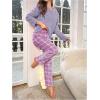 imageSOLY HUX Womens Pajama Set Fuzzy Long Sleeve Tee Tops and Plaid Pants Loungewear SleepwearPurple Plaid