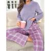 imageSOLY HUX Womens Pajama Set Fuzzy Long Sleeve Tee Tops and Plaid Pants Loungewear SleepwearPurple Plaid