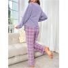 imageSOLY HUX Womens Pajama Set Fuzzy Long Sleeve Tee Tops and Plaid Pants Loungewear SleepwearPurple Plaid