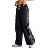 imageSOLY HUX Womens Parachute Pants Y2k Baggy Track Pants Bowknot Wide Leg Sweatpants Loose Casual StreetwearBlack and Pink