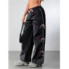 imageSOLY HUX Womens Parachute Pants Y2k Baggy Track Pants Bowknot Wide Leg Sweatpants Loose Casual StreetwearBlack and Pink