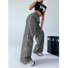 imageSOLY HUX Womens Parachute Pants Y2k Baggy Track Pants Bowknot Wide Leg Sweatpants Loose Casual StreetwearDark Grey and Pink