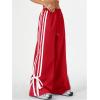 imageSOLY HUX Womens Y2k Wide Leg Baggy Pants Striped Side Bow Pants Elastic Waist Long Pants SweatpantsRed Striped