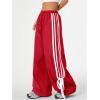 imageSOLY HUX Womens Y2k Wide Leg Baggy Pants Striped Side Bow Pants Elastic Waist Long Pants SweatpantsRed Striped