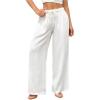 imageSOLY HUX Womens Drawstring Waist Wide Leg Palazzo Pants Summer Loose Trousers with PocketsSolid White