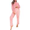 imageSOLY HUX Womens Pajama Set Fuzzy Long Sleeve Tee Tops and Plaid Pants Loungewear SleepwearPink Plaid