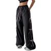 imageSOLY HUX Womens Parachute Pants Y2k Baggy Track Pants Bowknot Wide Leg Sweatpants Loose Casual StreetwearBlack and Pink