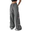 imageSOLY HUX Womens Parachute Pants Y2k Baggy Track Pants Bowknot Wide Leg Sweatpants Loose Casual StreetwearDark Grey and Pink