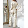 imageSOLY HUX Pajama Sets for Women 2 Piece Cherry Print Long Sleeve Crop Tops and Pants Sleepwear LoungewearApricot Cherry